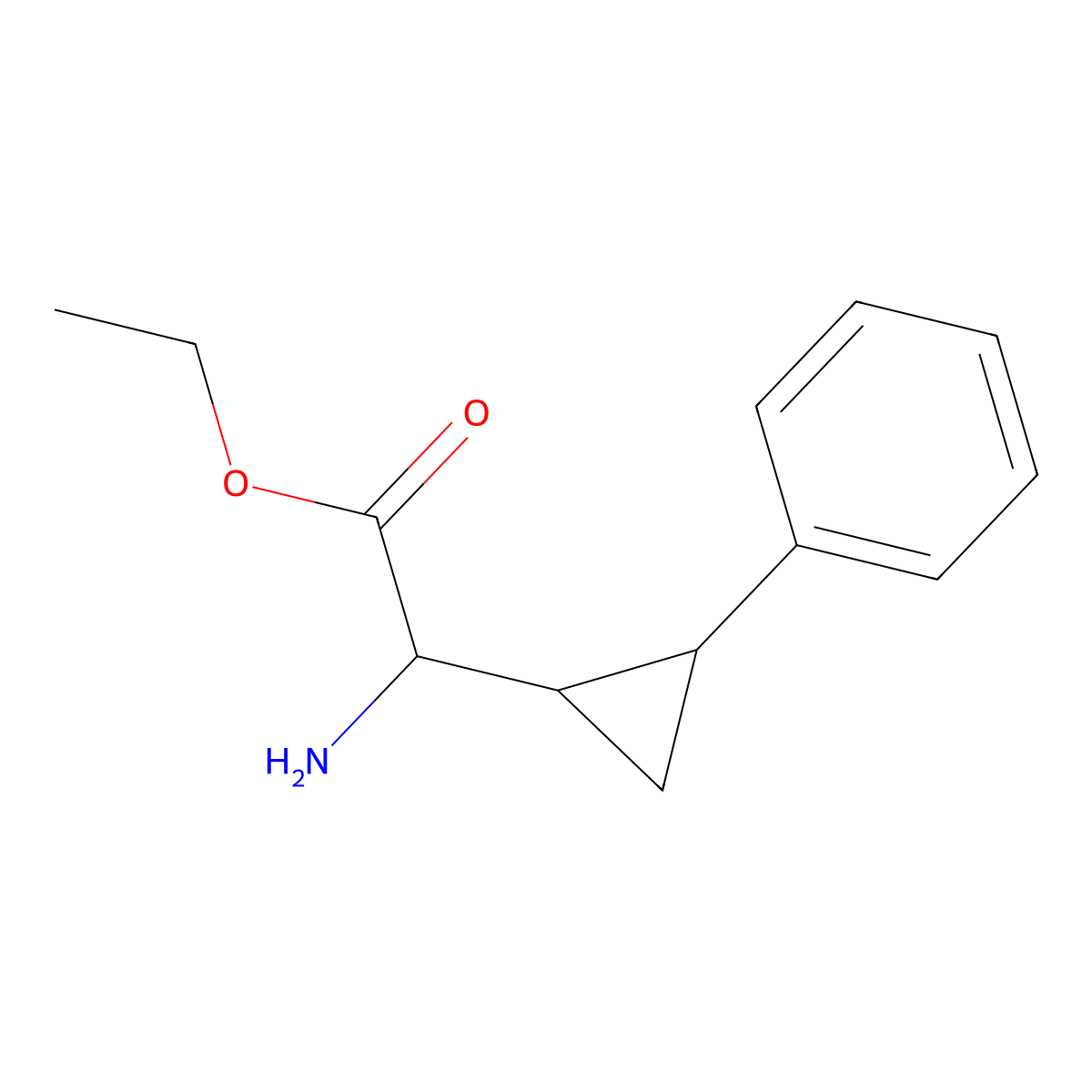 Ethyl 2-amino-2-(2-phenylcyclopropyl)acetate molecular structure, CAS 2156757-10-5