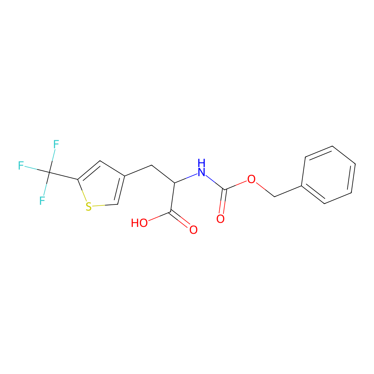 2-{[(Benzyloxy)carbonyl]amino}-3-[5-(trifluoromethyl)thiophen-3-yl]propanoic acid molecular structure, CAS 2156760-28-8
