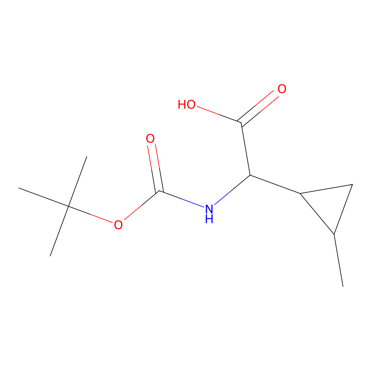 2-{[(Tert-butoxy)carbonyl]amino}-2-(2-methylcyclopropyl)acetic acid molecular structure, CAS 2156764-60-0
