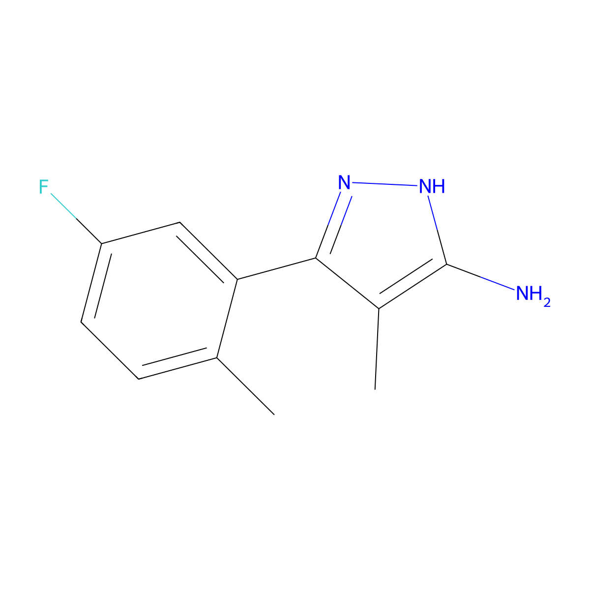 3-(5-Fluoro-2-methylphenyl)-4-methyl-1h-pyrazol-5-amine molecular structure, CAS 2156771-79-6