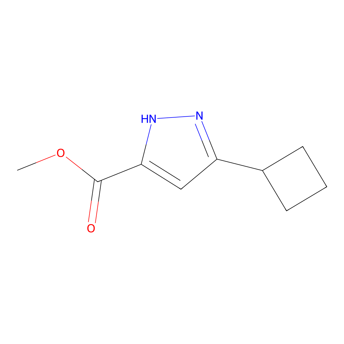 methyl 3-cyclobutyl-1H-pyrazole-5-carboxylate molecular structure, CAS 2156772-42-6