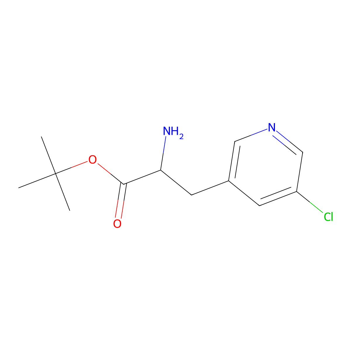 Tert-butyl 2-amino-3-(5-chloropyridin-3-yl)propanoate molecular structure, CAS 2156781-73-4