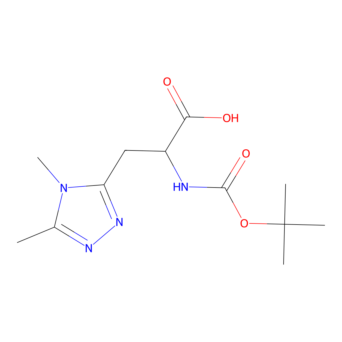 2-{[(tert-butoxy)carbonyl]amino}-3-(dimethyl-4H-1,2,4-triazol-3-yl)propanoic acid molecular structure, CAS 2156783-96-7