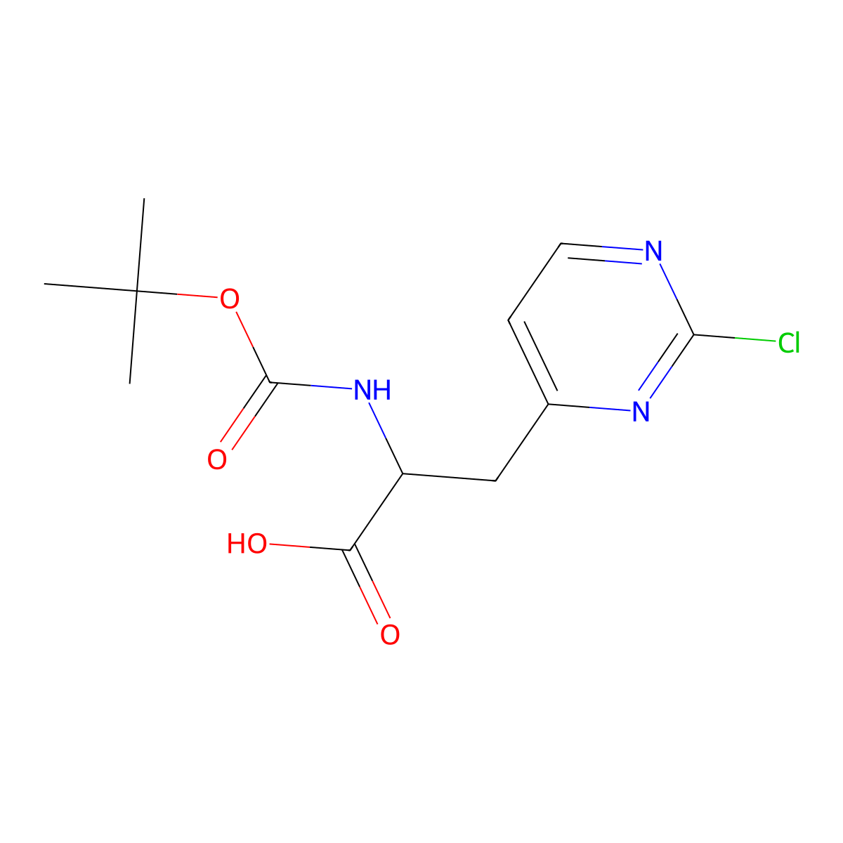 2-{[(Tert-butoxy)carbonyl]amino}-3-(2-chloropyrimidin-4-yl)propanoic acid molecular structure, CAS 2156879-55-7