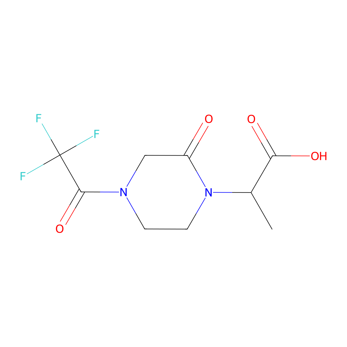 2-[2-Oxo-4-(trifluoroacetyl)piperazin-1-yl]propanoic acid molecular structure, CAS 2156889-72-2
