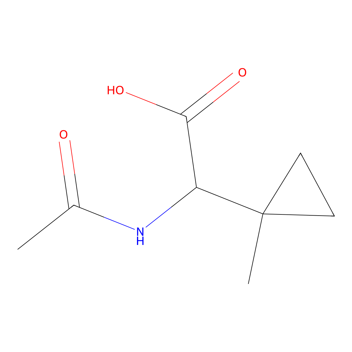 2-Acetamido-2-(1-methylcyclopropyl)acetic acid molecular structure, CAS 2156967-54-1