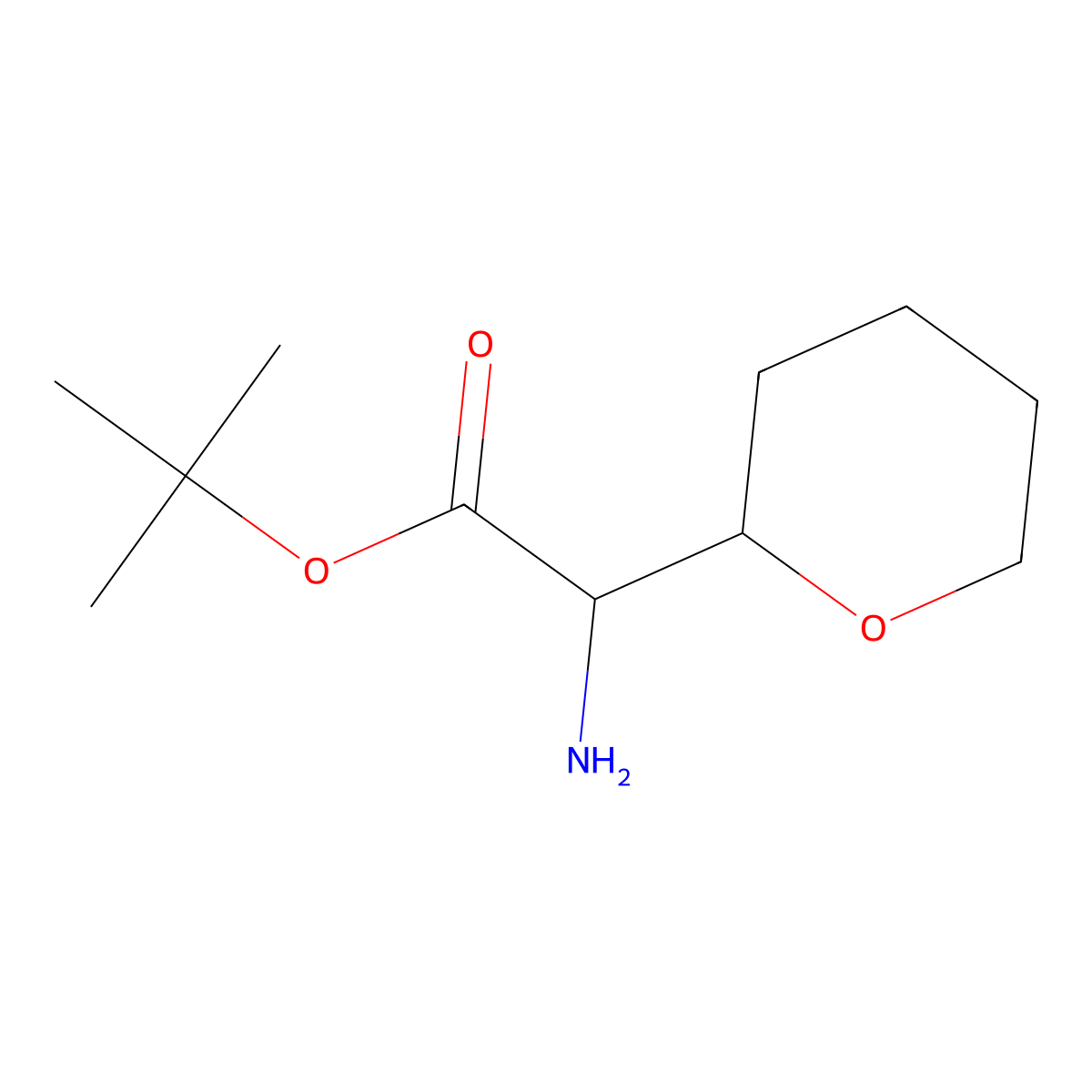 Tert-butyl 2-amino-2-(oxan-2-yl)acetate molecular structure, CAS 2156975-92-5