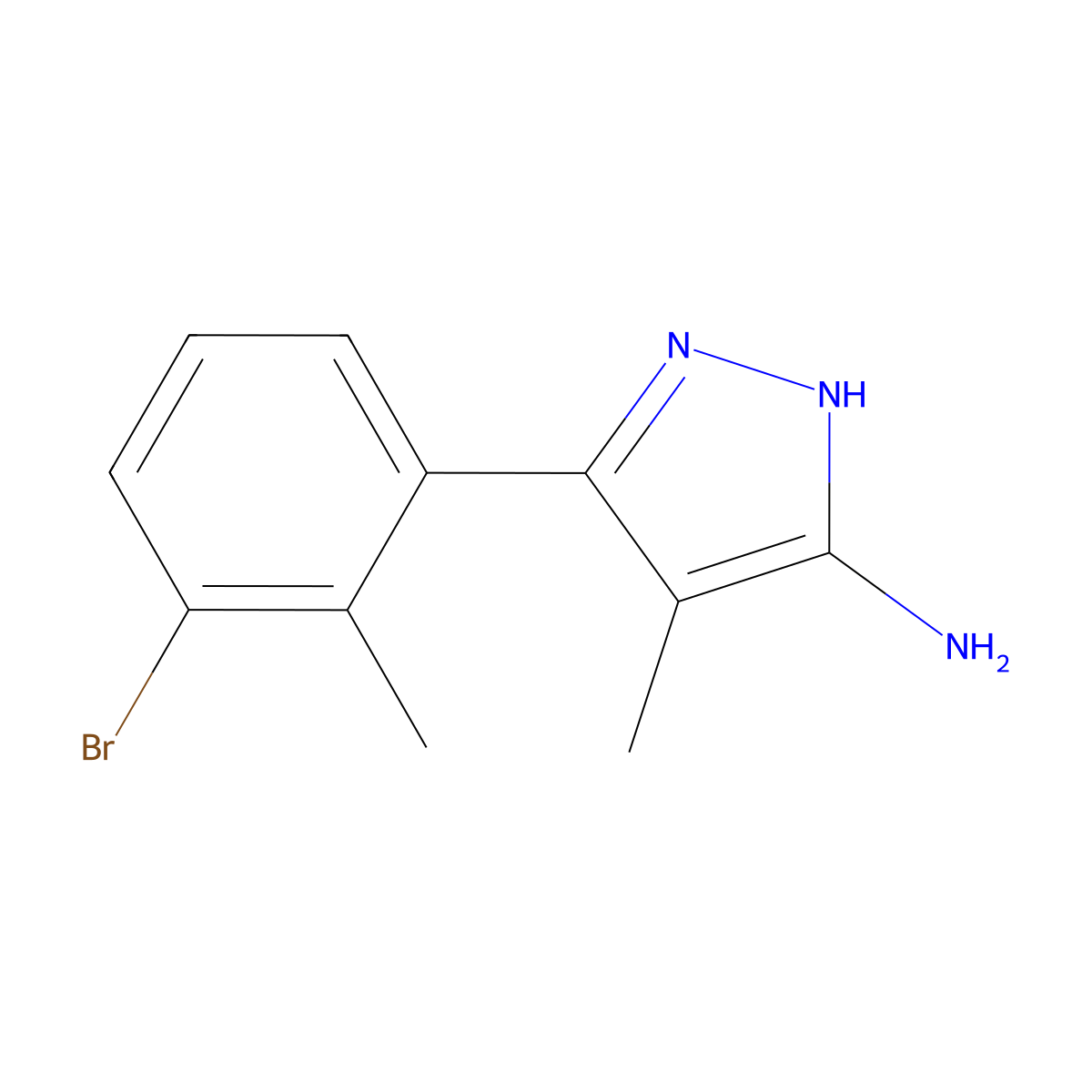 3-(3-Bromo-2-methylphenyl)-4-methyl-1h-pyrazol-5-amine molecular structure, CAS 2156990-61-1