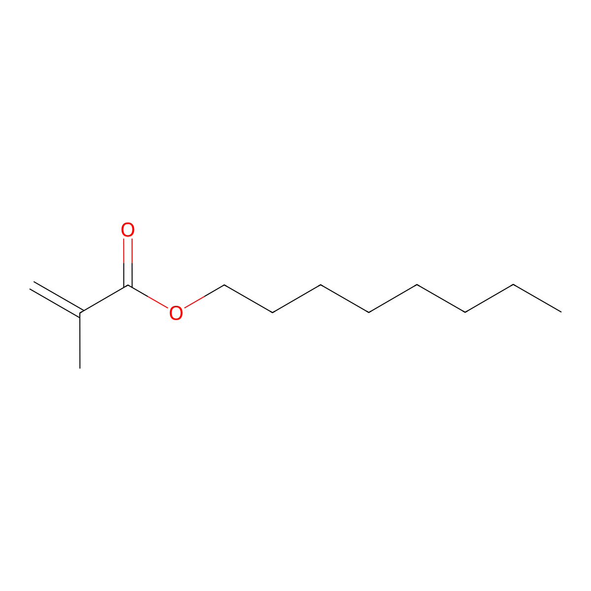 Octyl methacrylate molecular structure, CAS 2157-01-9