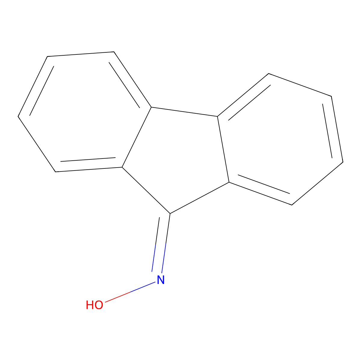 Fluorenone oxime molecular structure, CAS 2157-52-0