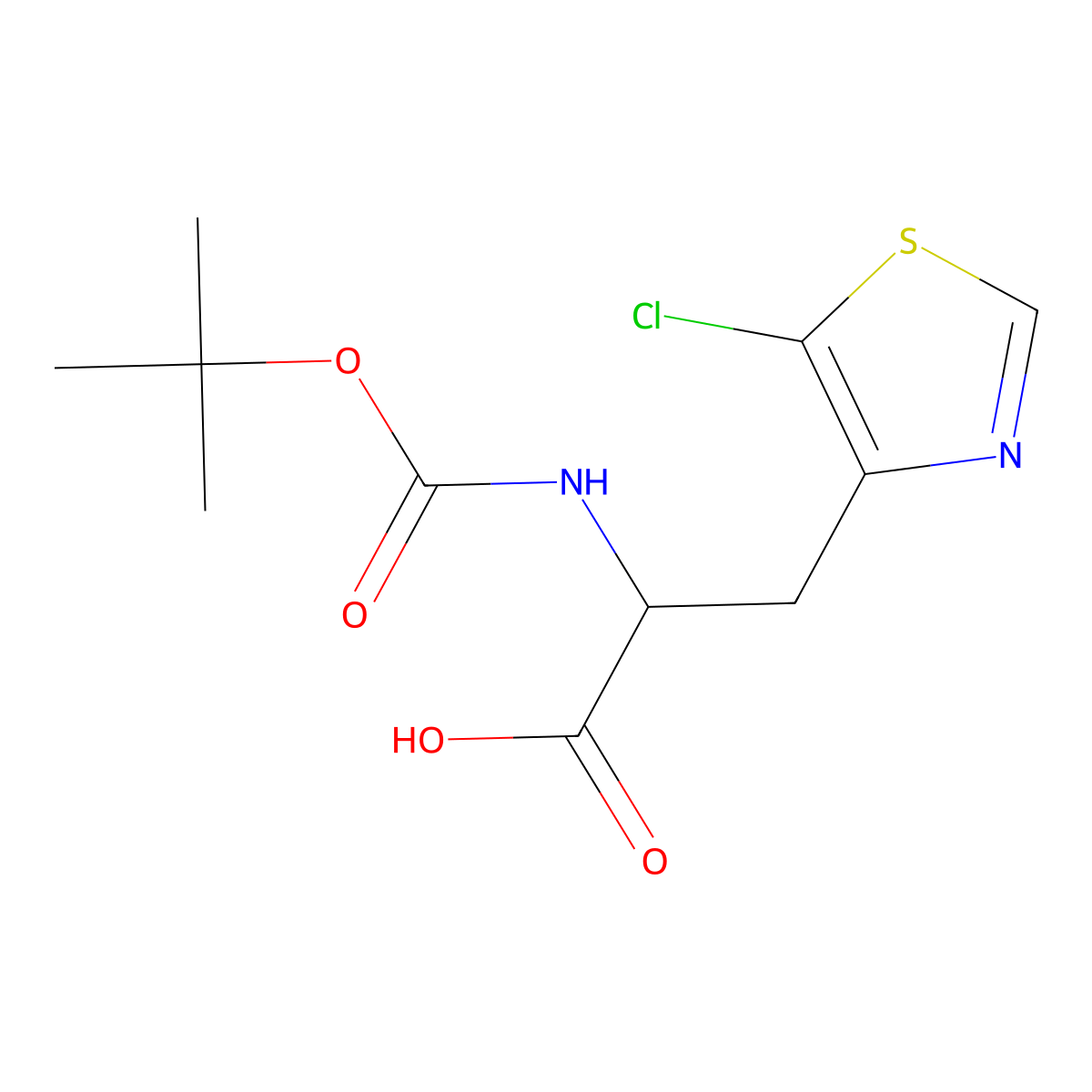 2-{[(Tert-butoxy)carbonyl]amino}-3-(5-chloro-1,3-thiazol-4-yl)propanoic acid molecular structure, CAS 2157017-35-9