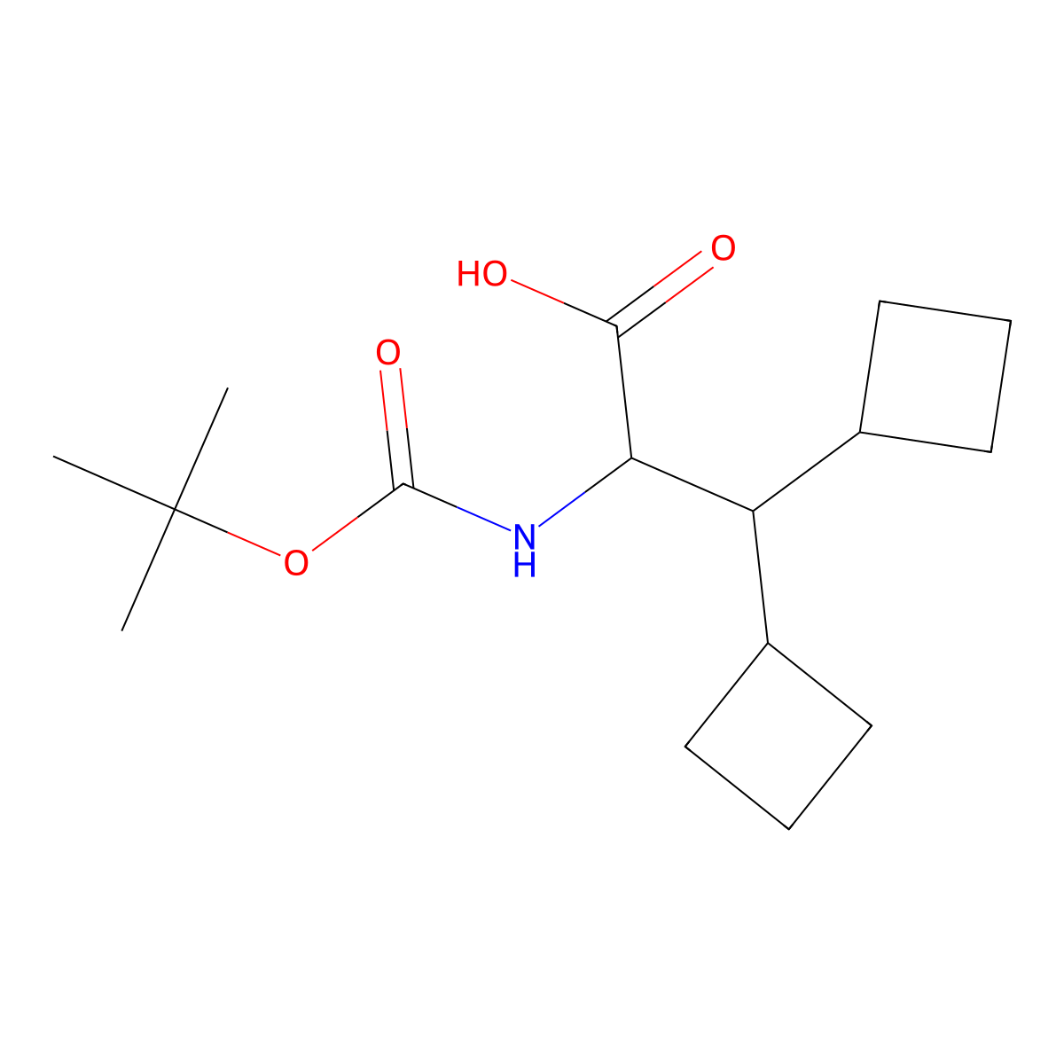 2-{[(Tert-butoxy)carbonyl]amino}-3,3-dicyclobutylpropanoic acid molecular structure, CAS 2157020-94-3