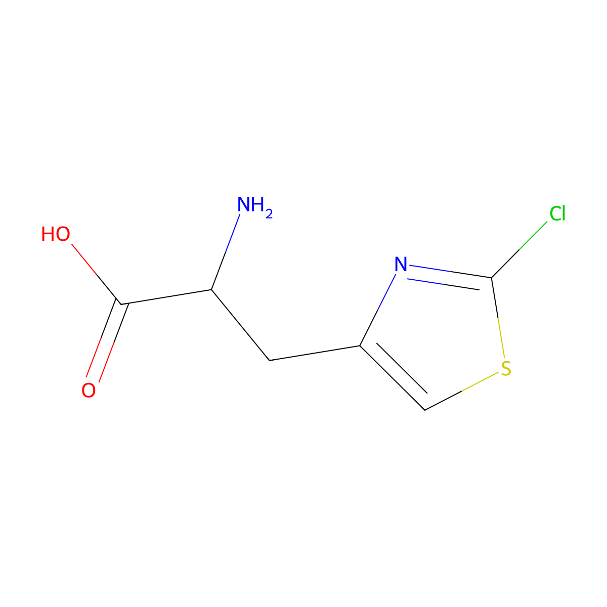 2-Amino-3-(2-chloro-1,3-thiazol-4-yl)propanoic acid molecular structure, CAS 2157029-78-0