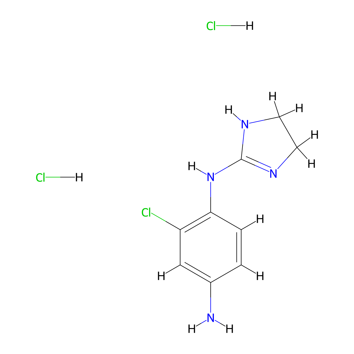 2-chloro-N1-(4,5-dihydro-1H-imidazol-2-yl)benzene-1,4-diamine dihydrochloride molecular structure, CAS 21571-04-0