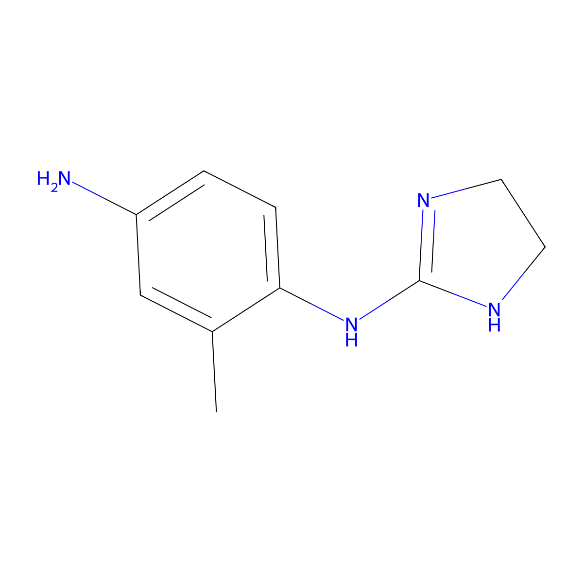 N1-(4,5-dihydro-1H-imidazol-2-yl)-2-methylbenzene-1,4-diamine molecular structure, CAS 21571-05-1
