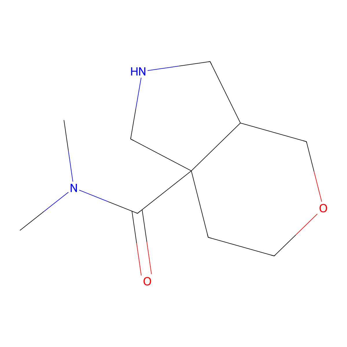 N,N-dimethyl-octahydropyrano[3,4-c]pyrrole-7a-carboxamide molecular structure, CAS 2157126-39-9