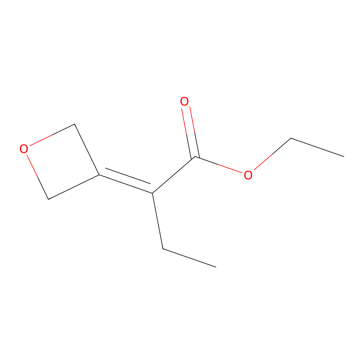 Ethyl 2-(oxetan-3-ylidene)butanoate molecular structure, CAS 2157157-35-0