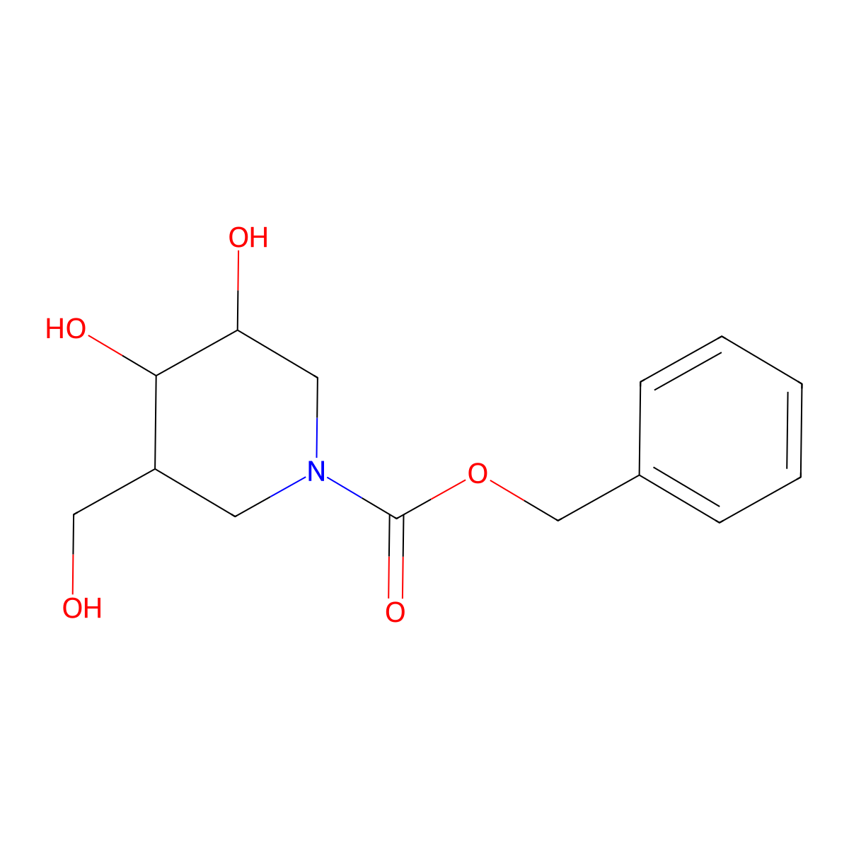Benzyl 3,4-dihydroxy-5-(hydroxymethyl)piperidine-1-carboxylate molecular structure, CAS 215725-64-7