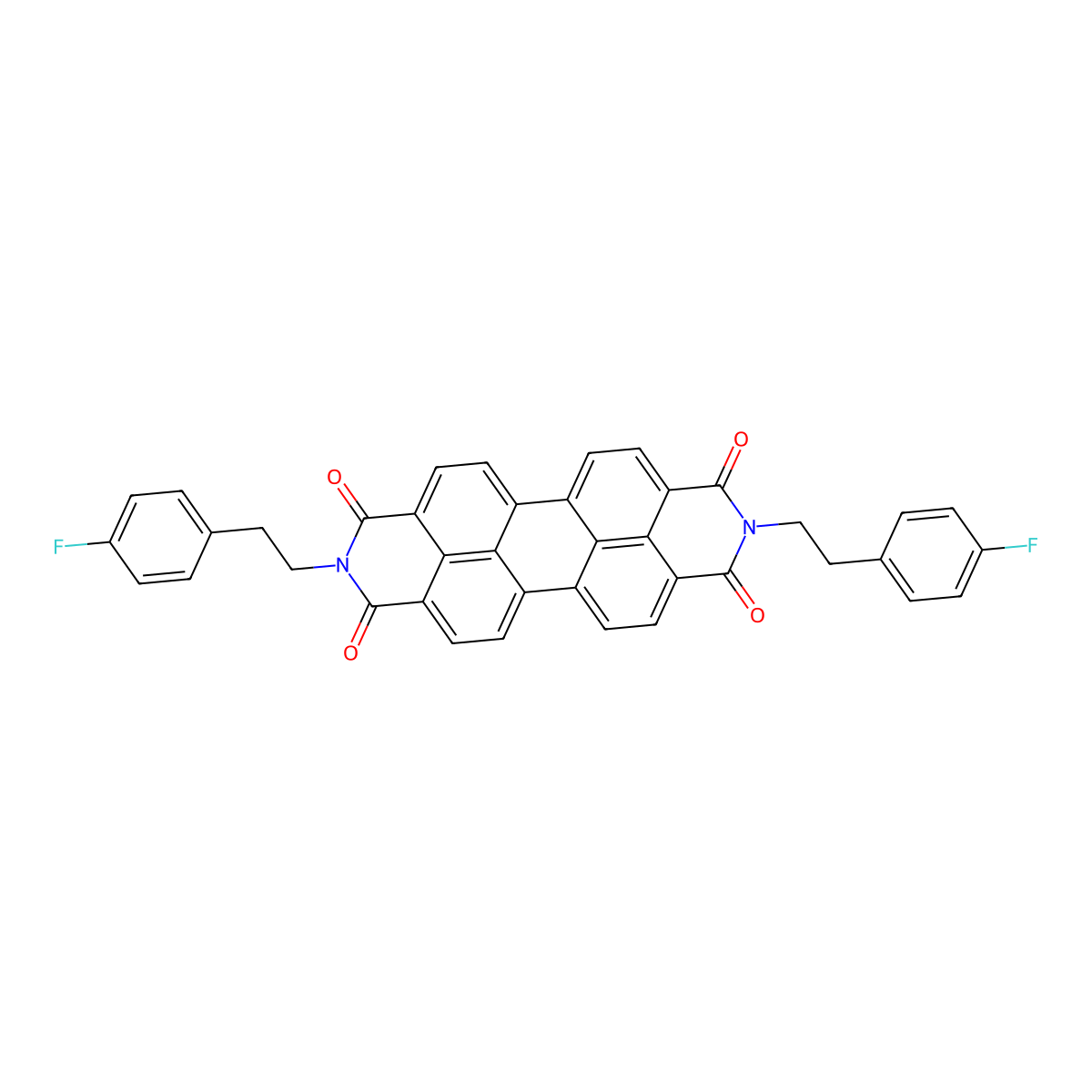 Anthra[2,1,9-def:6,5,10-d'e'f']diisoquinoline-1,3,8,10(2H,9H)-tetrone, 2,9-bis[2-(4-fluorophenyl)ethyl]- molecular structure, CAS 215726-57-1