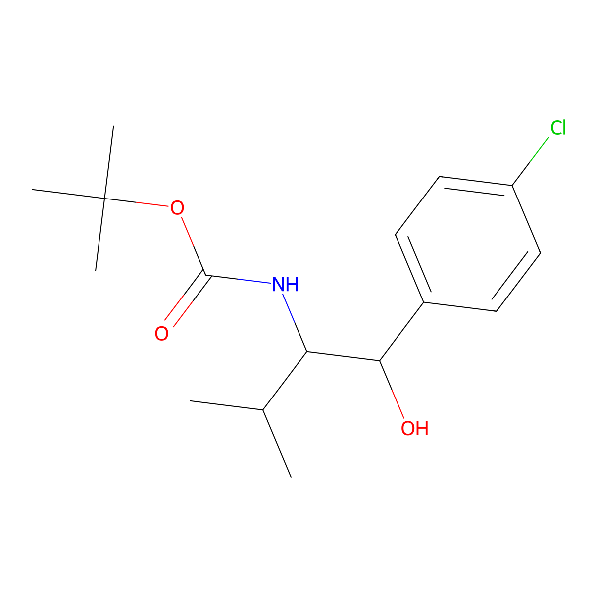 tert-butyl N-[1-(4-chlorophenyl)-1-hydroxy-3-methylbutan-2-yl]carbamate molecular structure, CAS 2157293-28-0