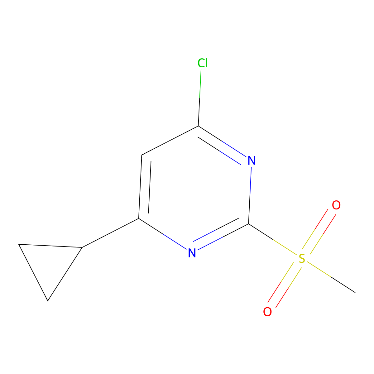 4-Chloro-6-cyclopropyl-2-(methylsulfonyl)pyrimidine molecular structure, CAS 21573-01-3