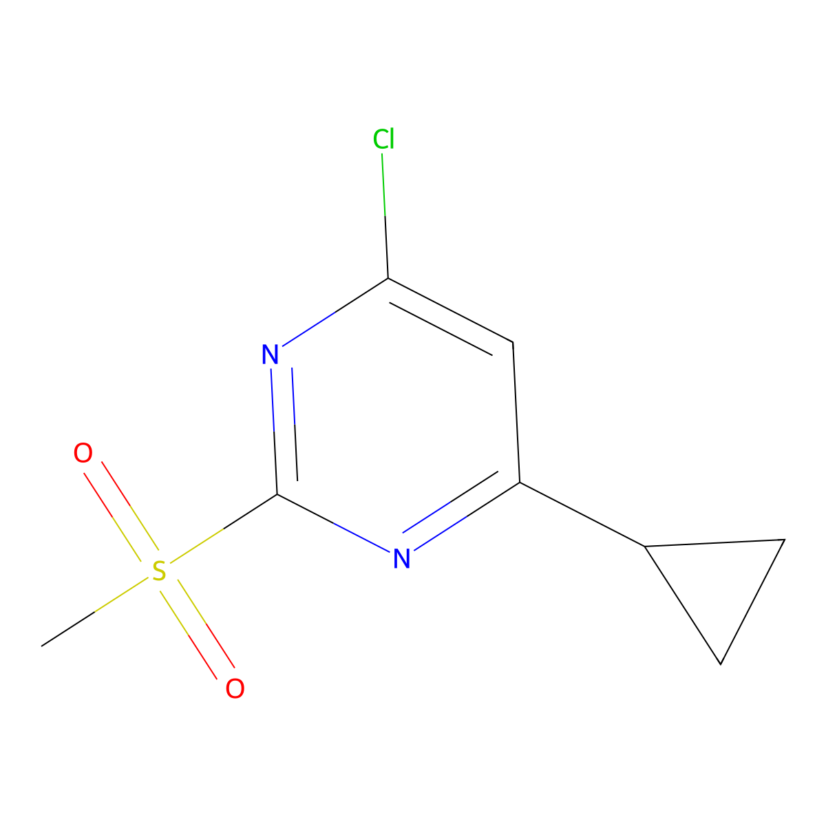 4-Chloro-6-cyclopropyl-2-(methylsulfonyl)pyrimidine molecular structure, CAS 21573-01-3