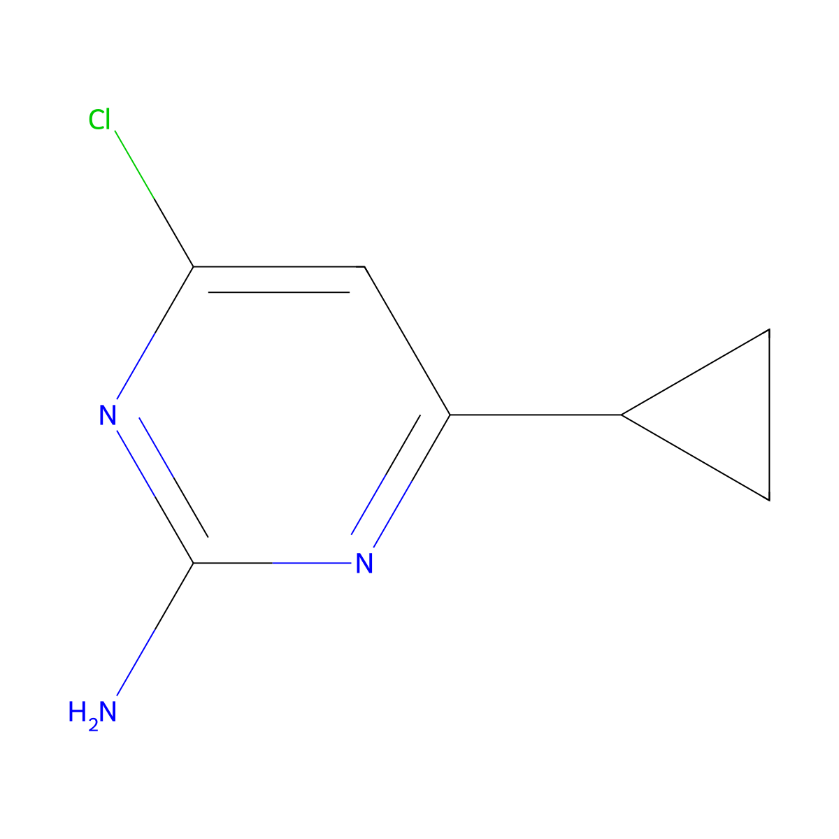 4-Chloro-6-cyclopropyl-2-pyrimidinamine molecular structure, CAS 21573-09-1