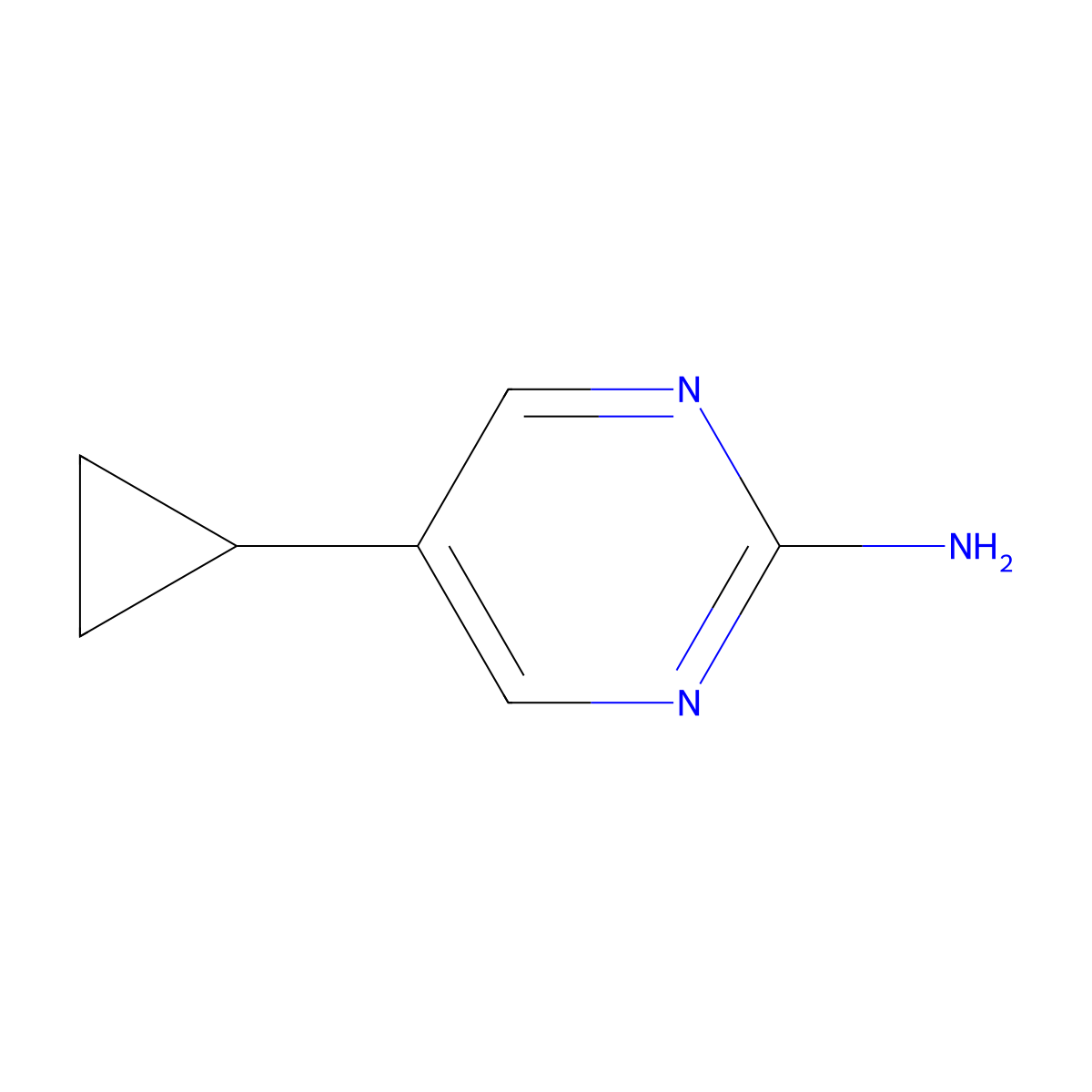 5-Cyclopropylpyrimidin-2-amine molecular structure, CAS 21573-16-0