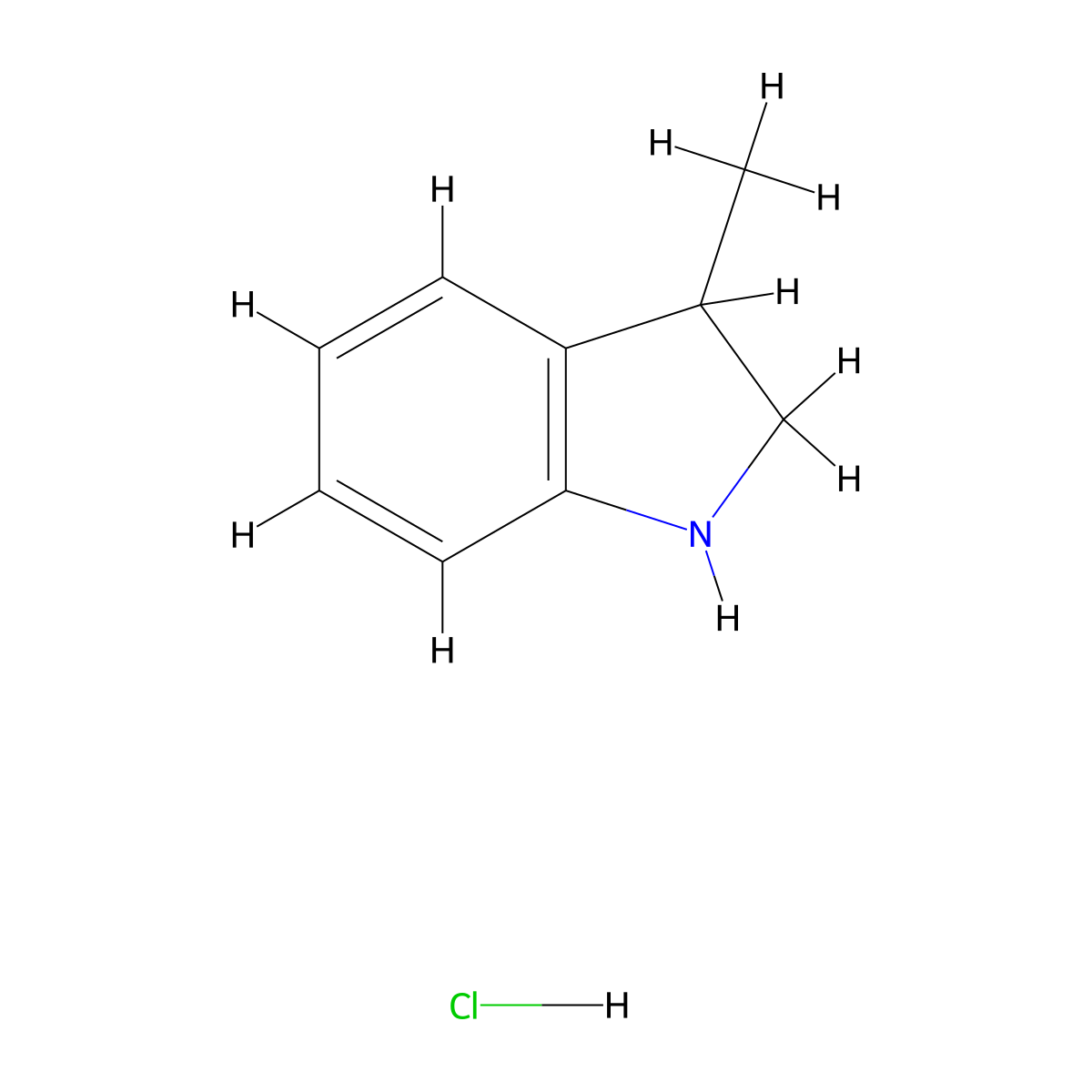 3-methyl-2,3-dihydro-1H-indole hydrochloride molecular structure, CAS 21573-62-6