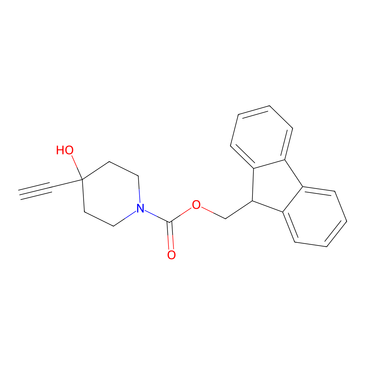 (9H-fluoren-9-yl)methyl 4-ethynyl-4-hydroxypiperidine-1-carboxylate molecular structure, CAS 2157320-72-2