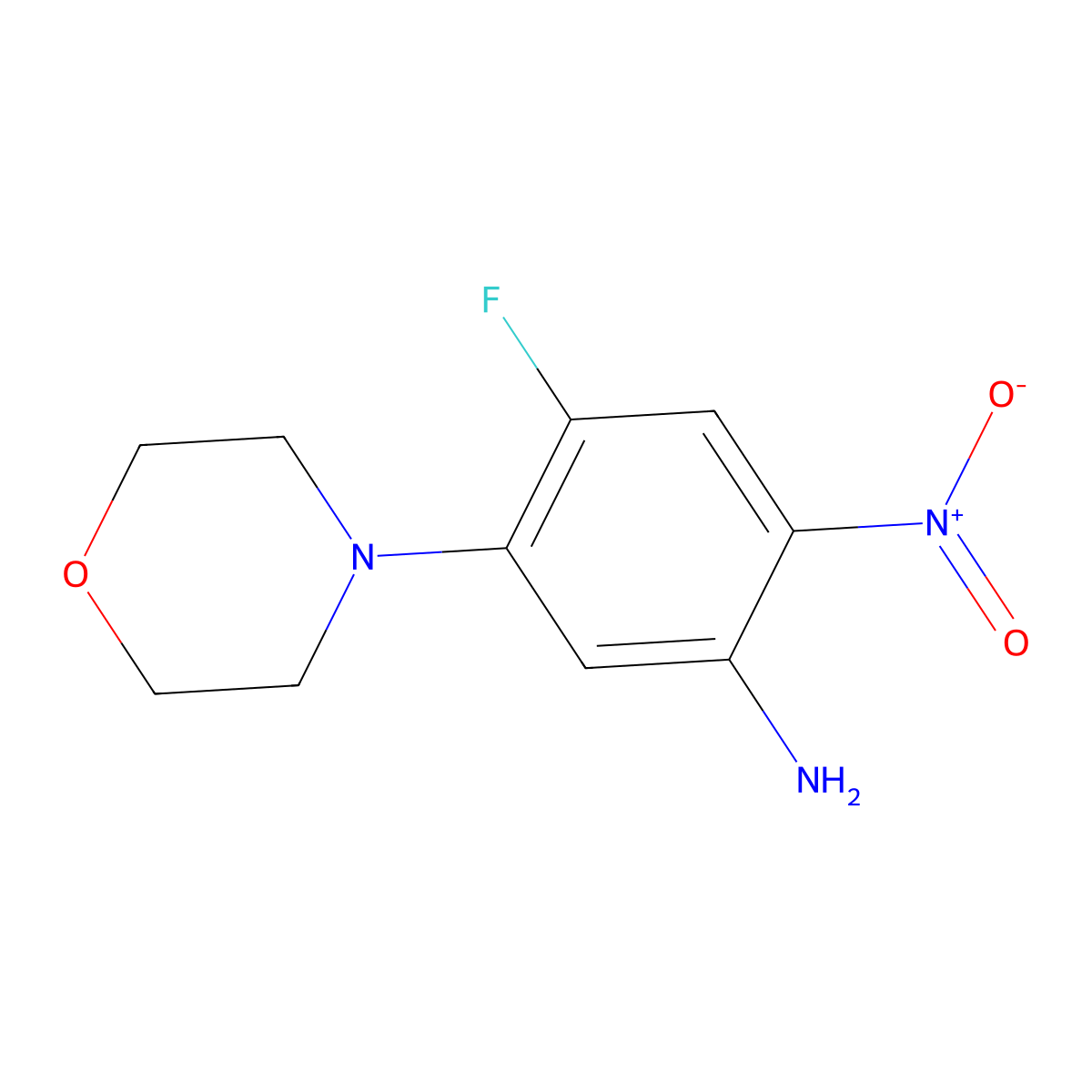 4-Fluoro-5-(morpholin-4-yl)-2-nitroaniline molecular structure, CAS 215734-56-8