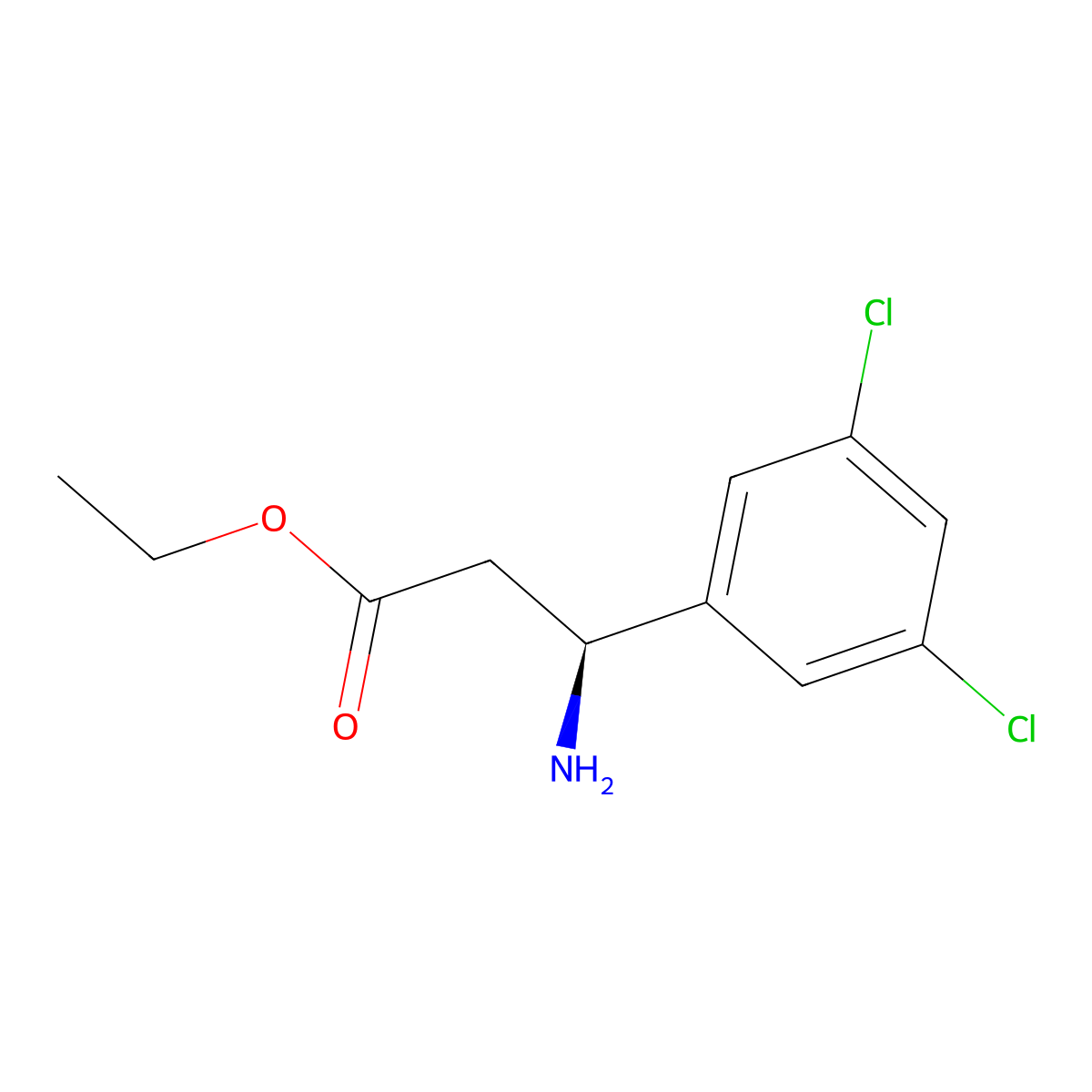 ethyl (3S)-3-amino-3-(3,5-dichlorophenyl)propanoate molecular structure, CAS 215738-55-9