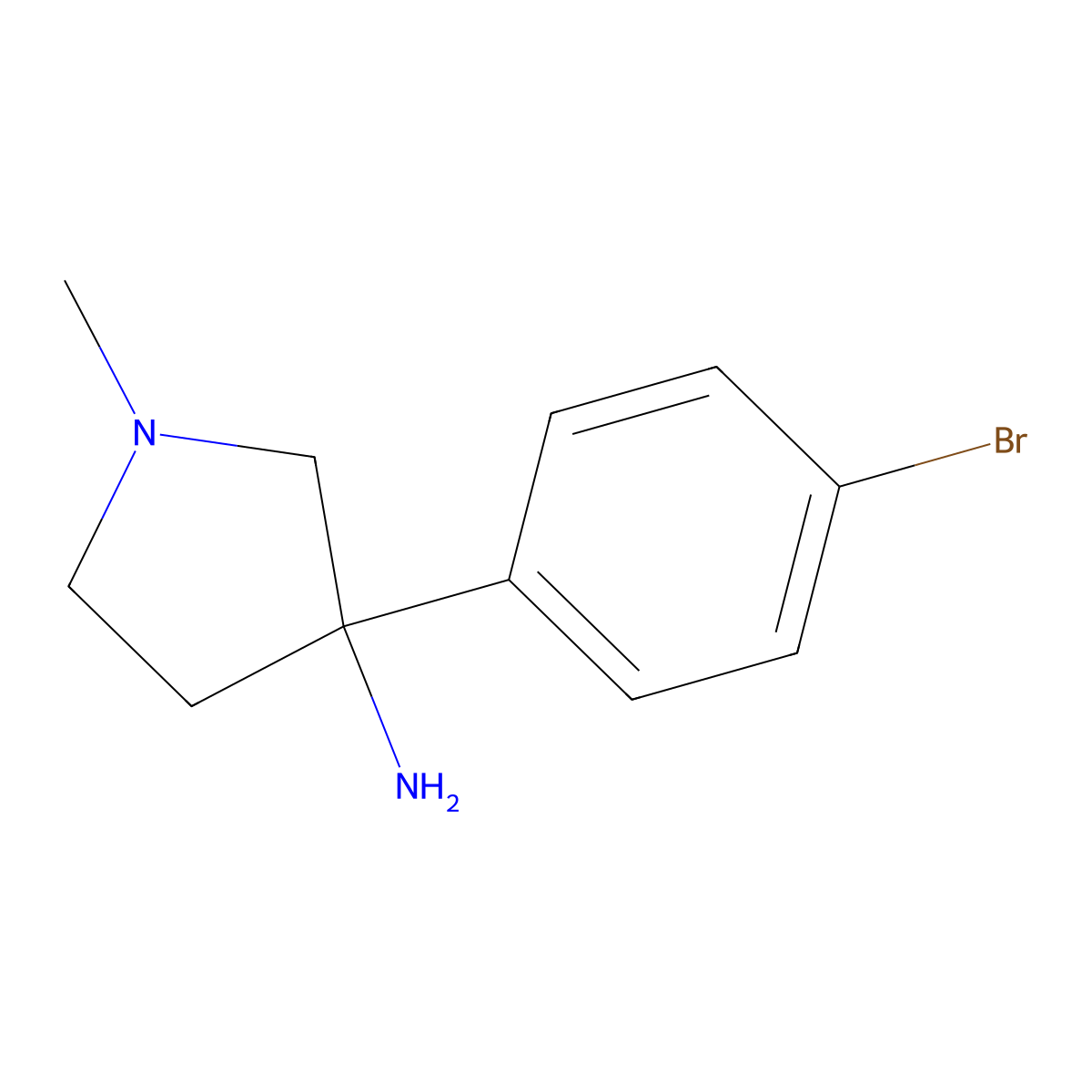 3-(4-Bromophenyl)-1-methylpyrrolidin-3-amine molecular structure, CAS 2157386-94-0