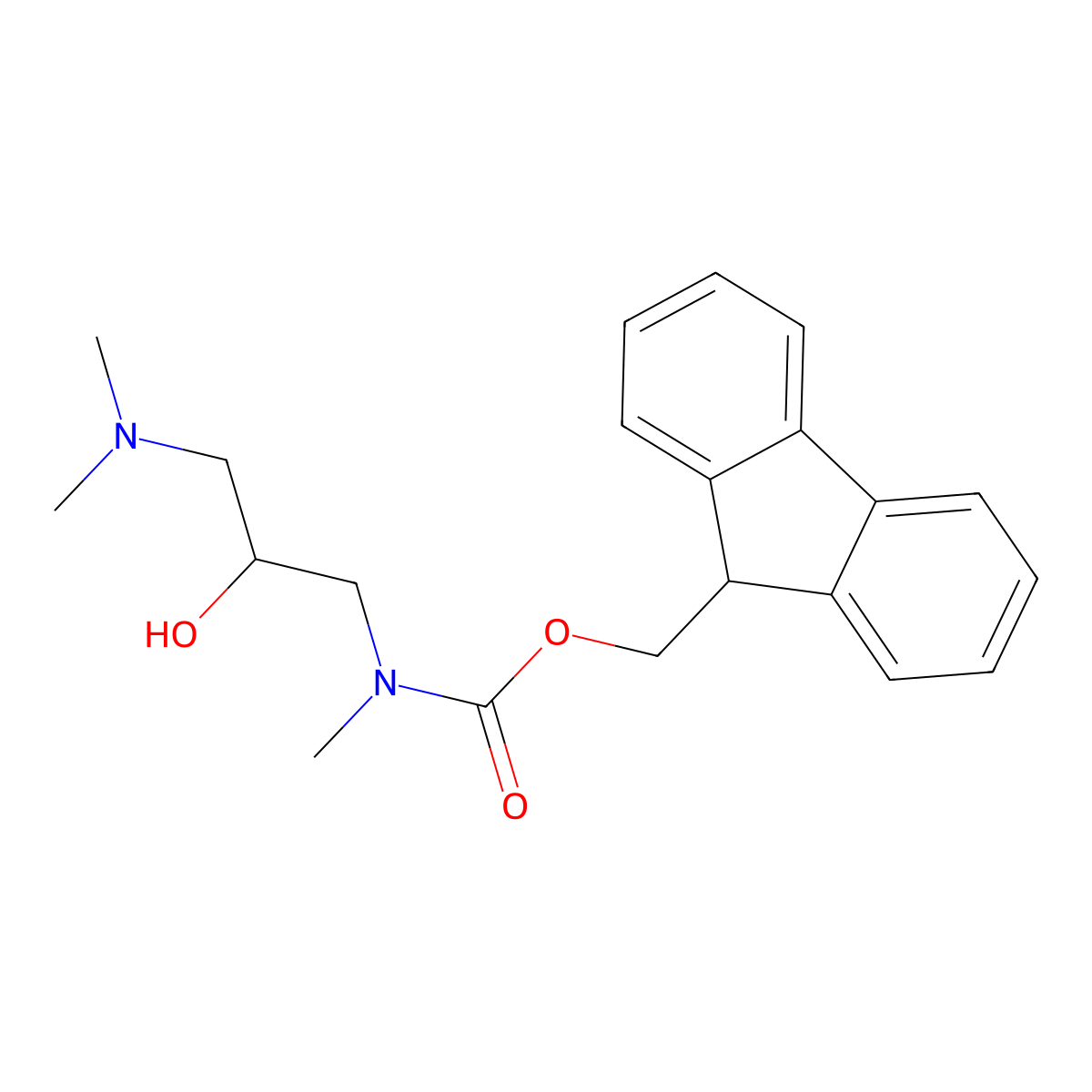 (9H-fluoren-9-yl)methyl N-[3-(dimethylamino)-2-hydroxypropyl]-N-methylcarbamate molecular structure, CAS 2157419-23-1