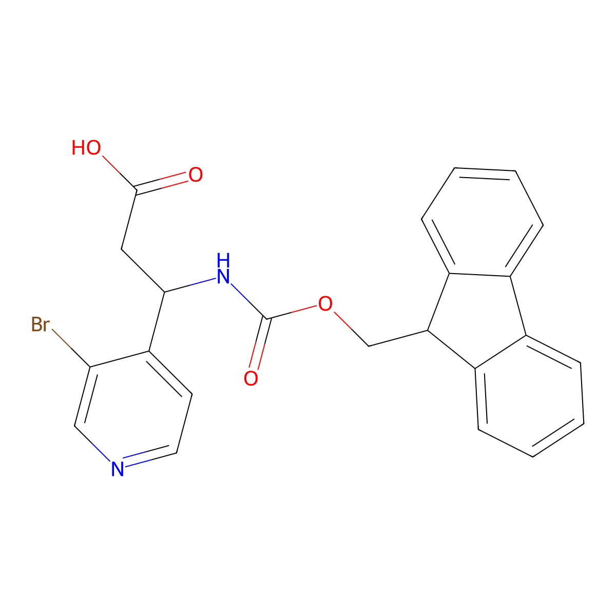 3-(3-bromopyridin-4-yl)-3-({[(9H-fluoren-9-yl)methoxy]carbonyl}amino)propanoic acid molecular structure, CAS 2157430-19-6
