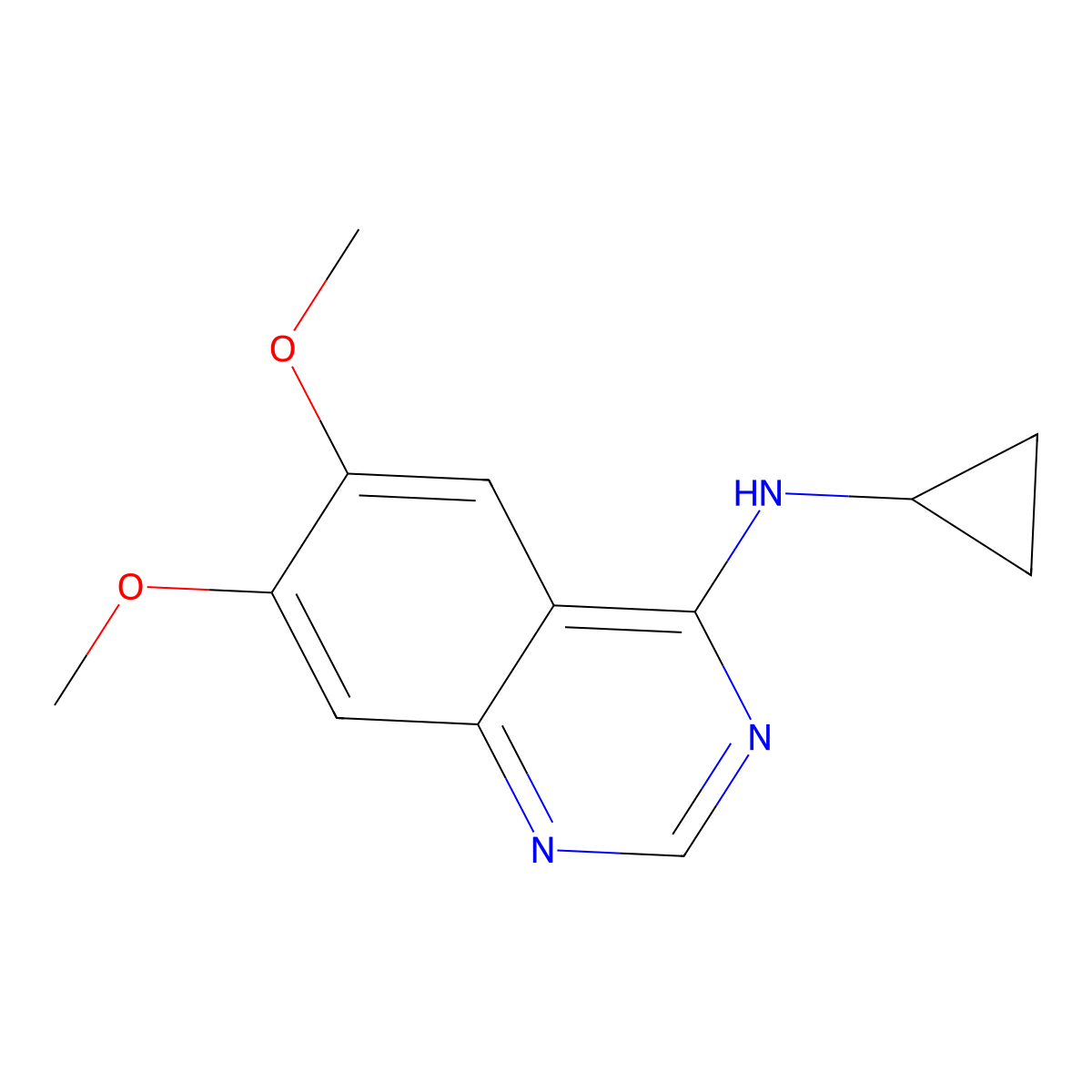 N-cyclopropyl-6,7-dimethoxyquinazolin-4-amine molecular structure, CAS 21575-18-8