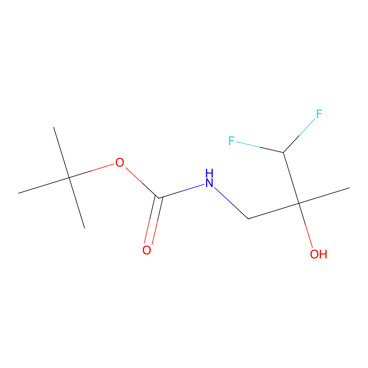 tert-butyl N-(3,3-difluoro-2-hydroxy-2-methylpropyl)carbamate molecular structure, CAS 2157590-80-0
