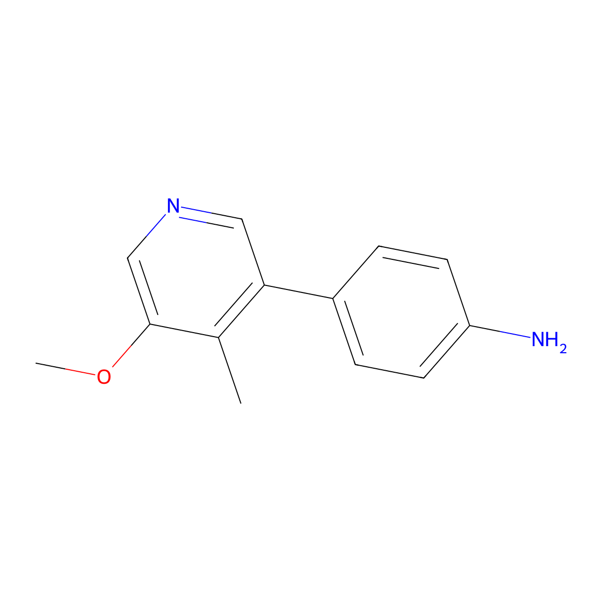 4-(5-Methoxy-4-methyl-3-pyridinyl)benzenamine molecular structure, CAS 2157702-63-9