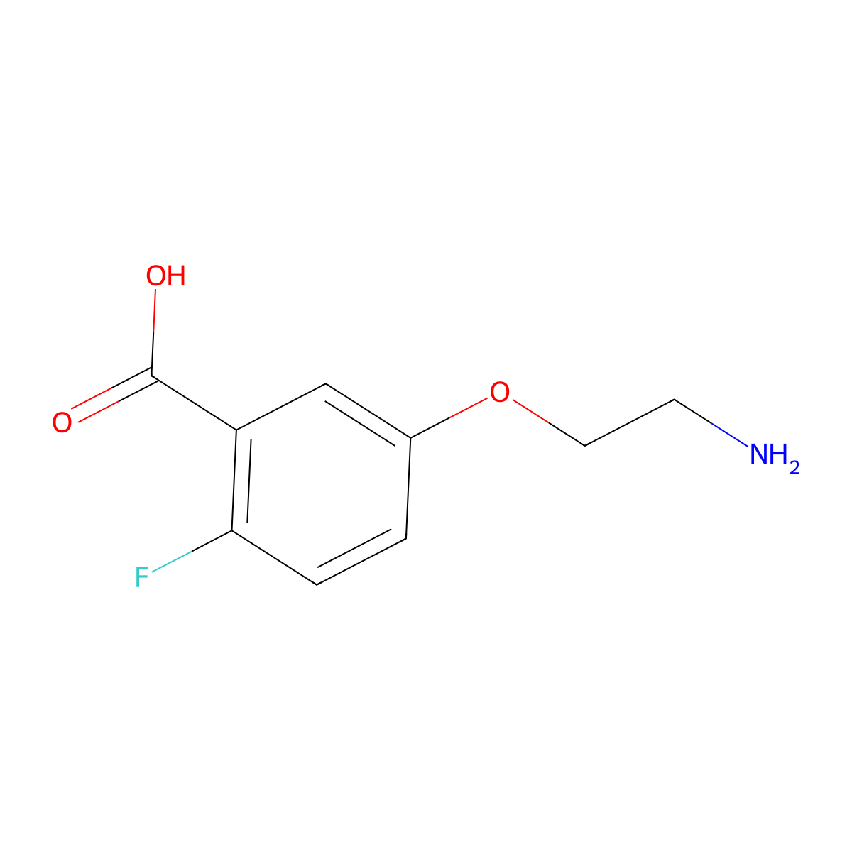 5-(2-Aminoethoxy)-2-fluorobenzoic acid molecular structure, CAS 2157704-23-7