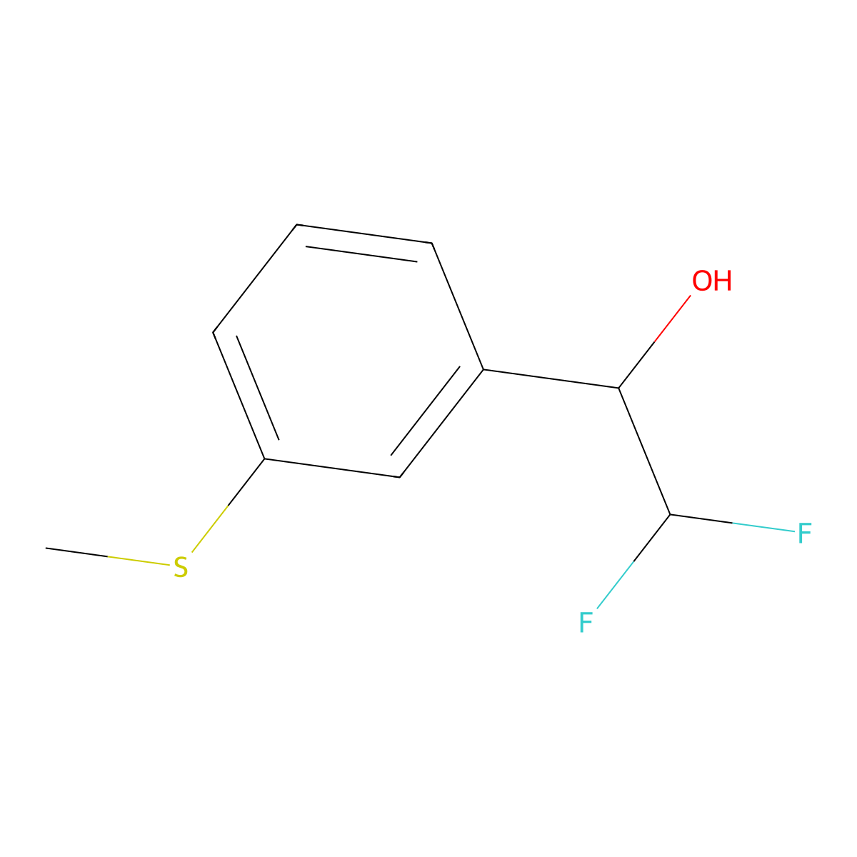 2,2-Difluoro-1-[3-(methylsulfanyl)phenyl]ethan-1-ol molecular structure, CAS 2157760-84-2