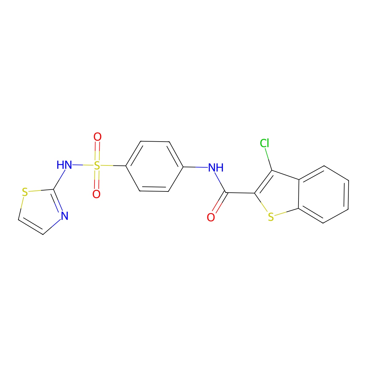 3-CL-N-(4-((1,3-Thiazol-2-ylamino)sulfonyl)PH)-1-benzothiophene-2-carboxamide molecular structure, CAS 215778-07-7