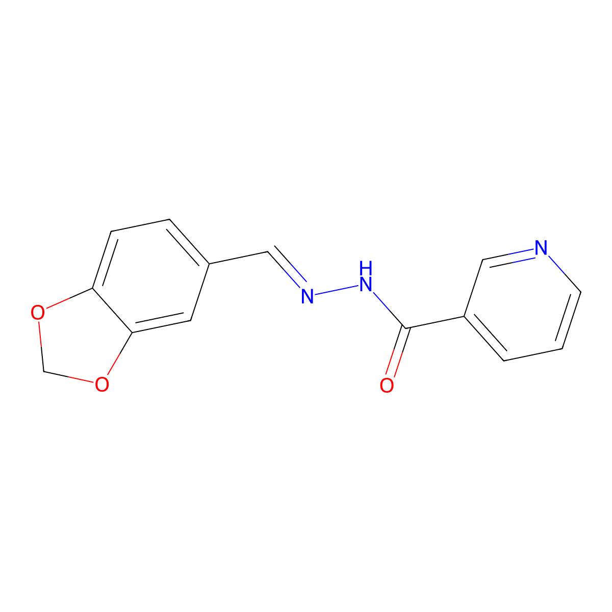 3-Pyridinecarboxylic acid, 2-(1,3-benzodioxol-5-ylmethylene)hydrazide molecular structure, CAS 215778-27-1