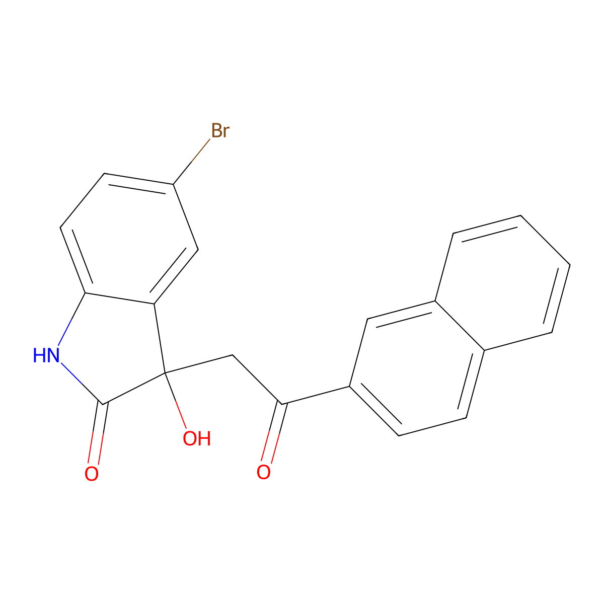 5-bromo-3-hydroxy-3-(2-naphthalen-2-yl-2-oxoethyl)-1H-indol-2-one molecular structure, CAS 215778-58-8