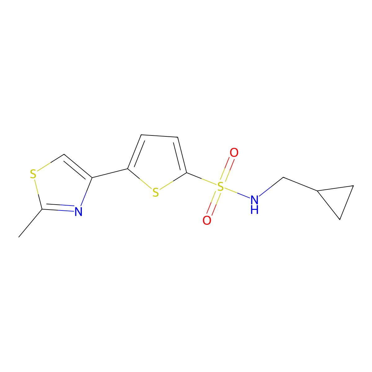 N-(cyclopropylmethyl)-5-(2-methyl-1,3-thiazol-4-yl)thiophene-2-sulfonamide molecular structure, CAS 215778-82-8