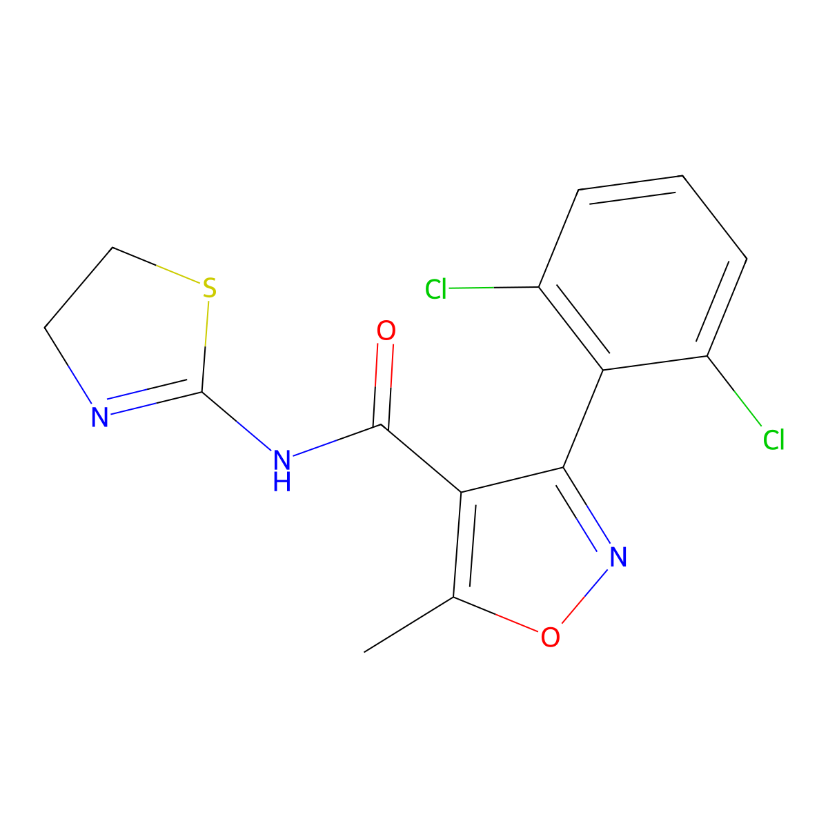 3-(2,6-dichlorophenyl)-N-(4,5-dihydro-1,3-thiazol-2-yl)-5-methyl-1,2-oxazole-4-carboxamide molecular structure, CAS 215778-88-4