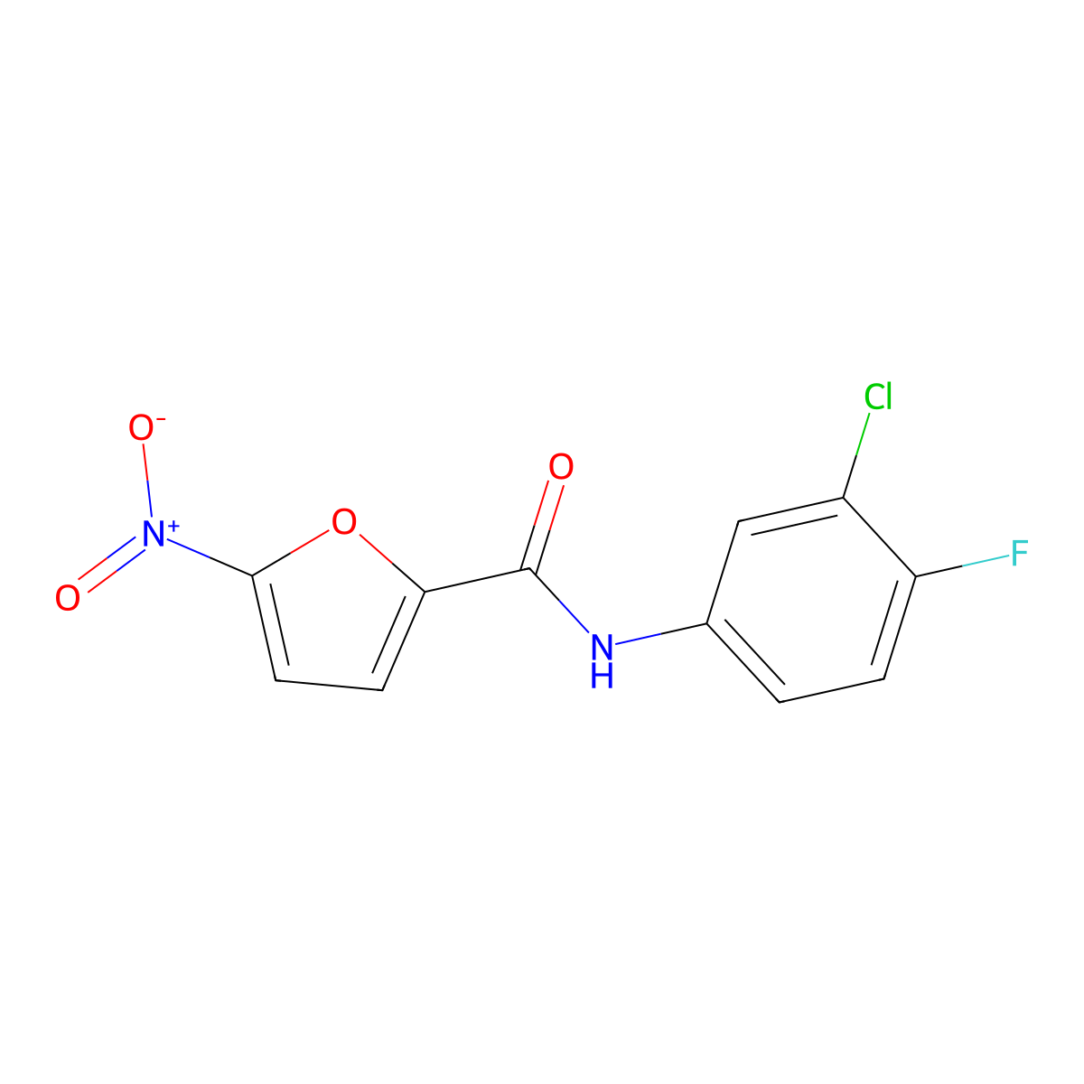 N-(3-chloro-4-fluorophenyl)-5-nitrofuran-2-carboxamide molecular structure, CAS 215779-16-1