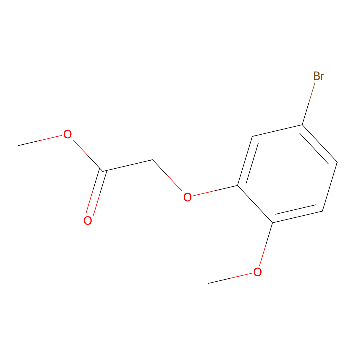 Methyl 2-(5-bromo-2-methoxyphenoxy)acetate molecular structure, CAS 2157791-00-7