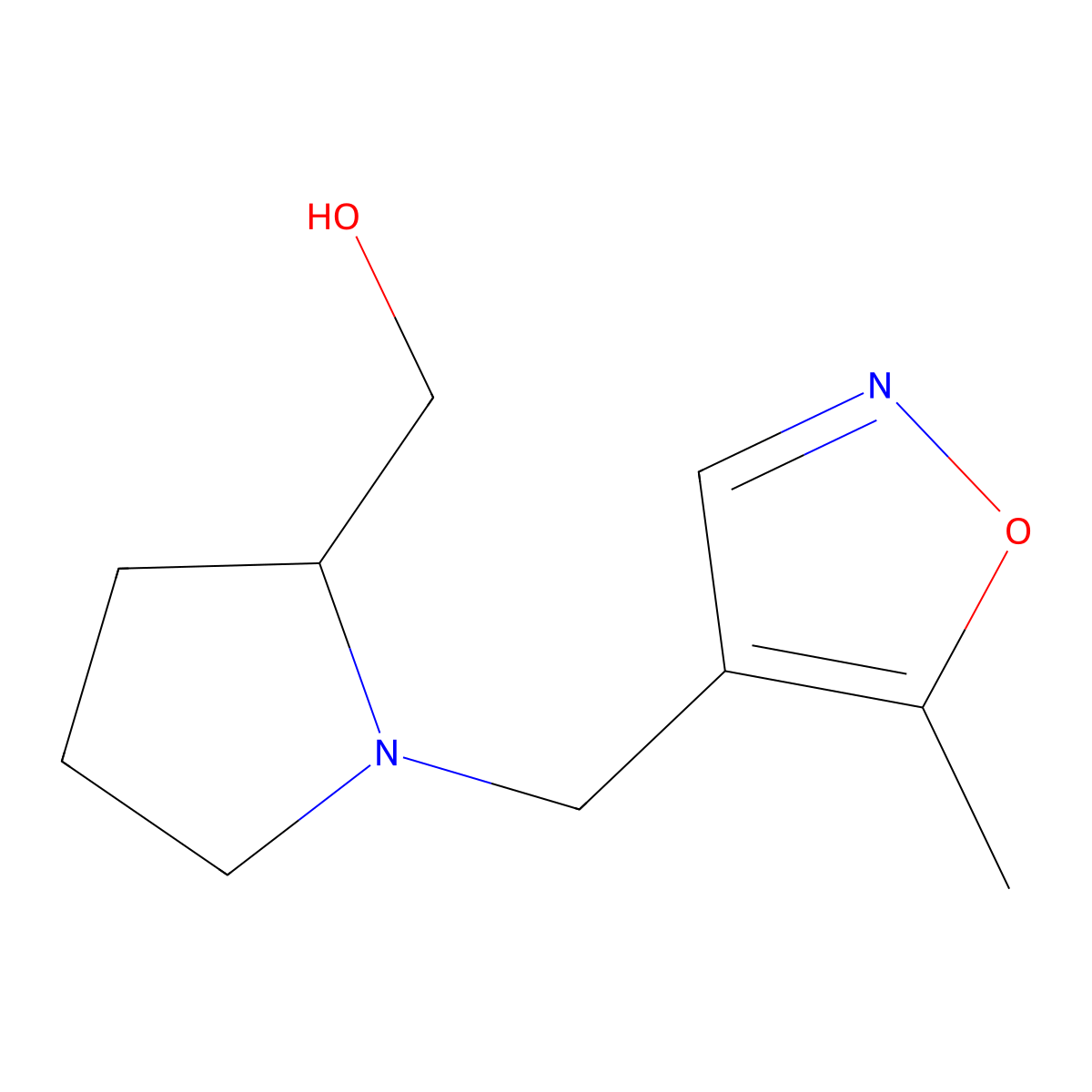 {1-[(5-Methyl-1,2-oxazol-4-yl)methyl]pyrrolidin-2-yl}methanol molecular structure, CAS 2157825-27-7