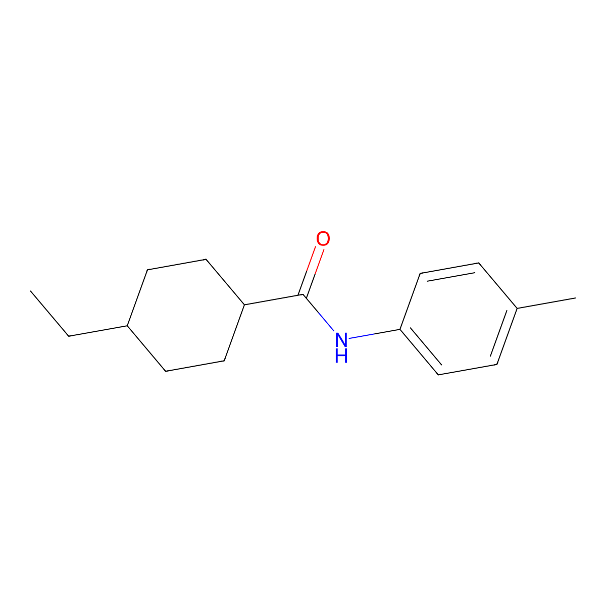 4-ethyl-N-(4-methylphenyl)cyclohexanecarboxamide molecular structure, CAS 215788-49-1