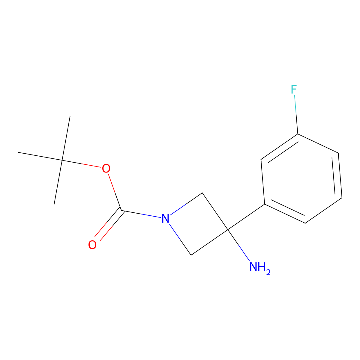 Tert-butyl 3-amino-3-(3-fluorophenyl)azetidine-1-carboxylate molecular structure, CAS 2157889-25-1